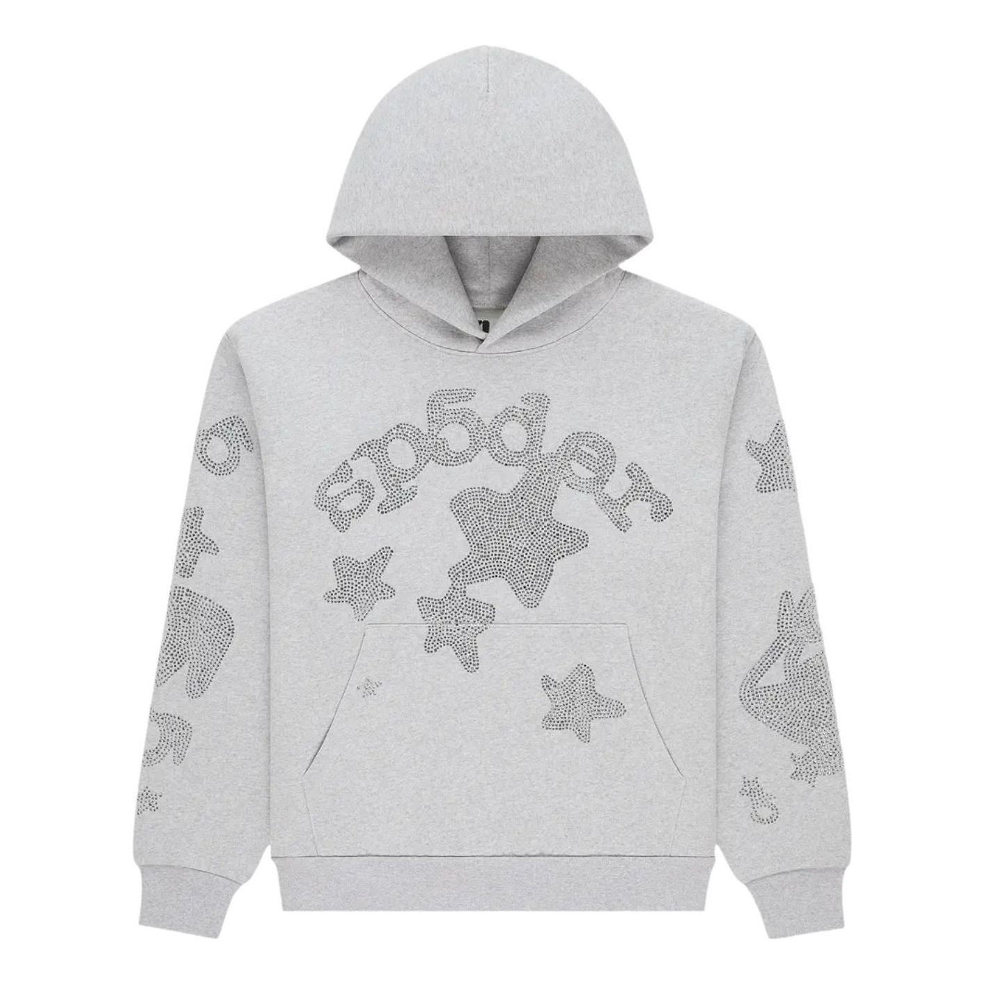 Sp5der Rhinestone Beluga Hoodie 'Heather Grey' ST048FW25HGR