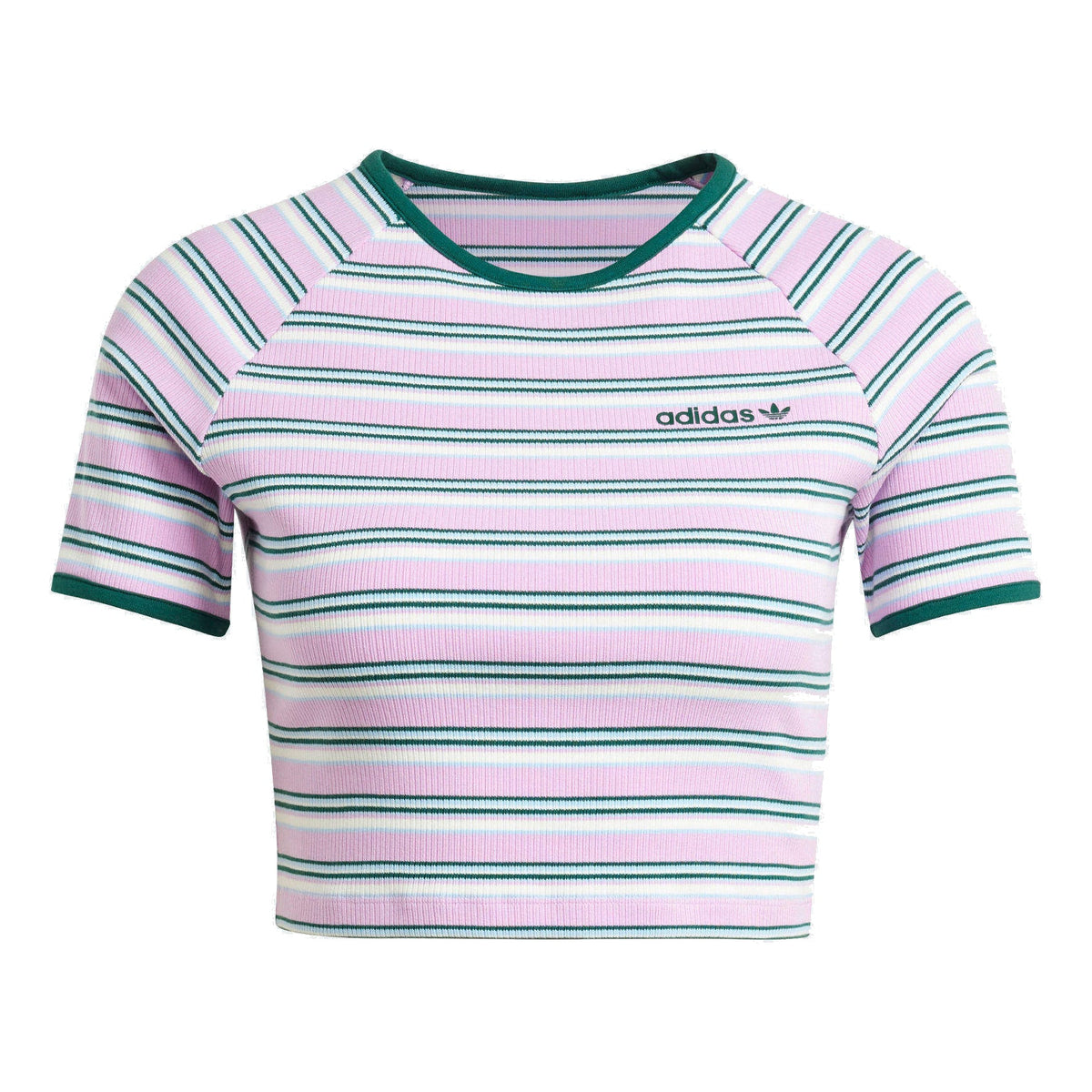 (WMNS) adidas Asia Sizing '80s Rib Stripe Baby T-Shirt 'Pink White' JC6168