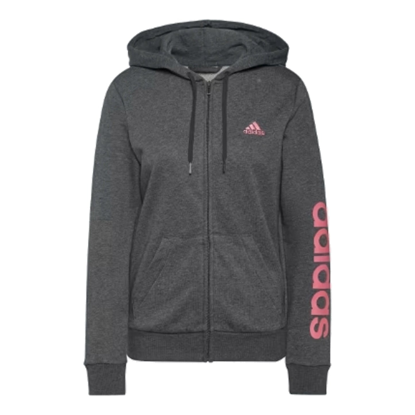 (WMNS) adidas Essentials Logo Full-Zip Hoodie Asia Sizing 'Grey Pink' H07750