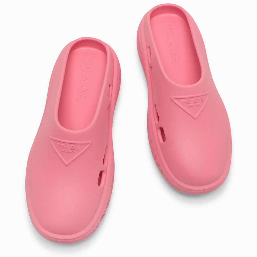 Prada Pink Rubber Slip Ons