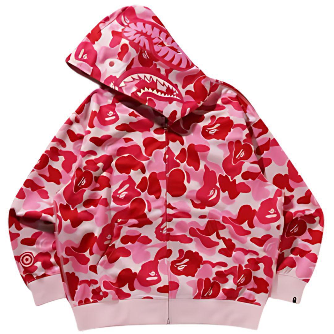 BAPE ABC CAMO SHARK FULL ZIP HOODIE PINK SS25
