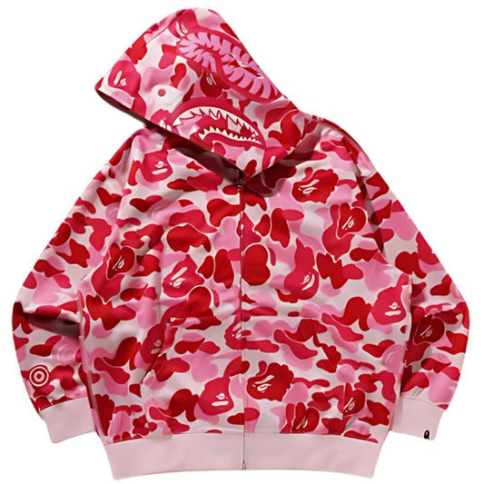 BAPE ABC CAMO SHARK FULL ZIP HOODIE PINK SS25