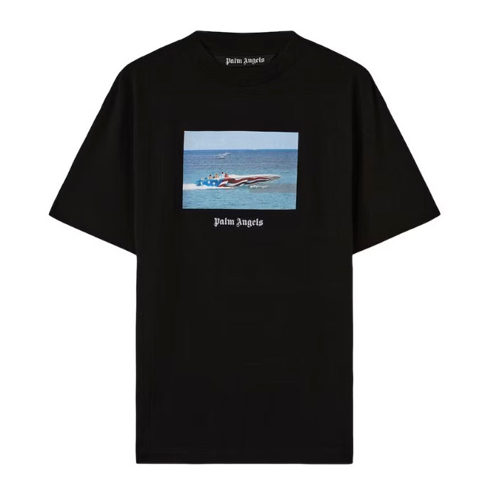 PALM ANGELS GETTY SPEEDBOAT T-SHIRT BLACK