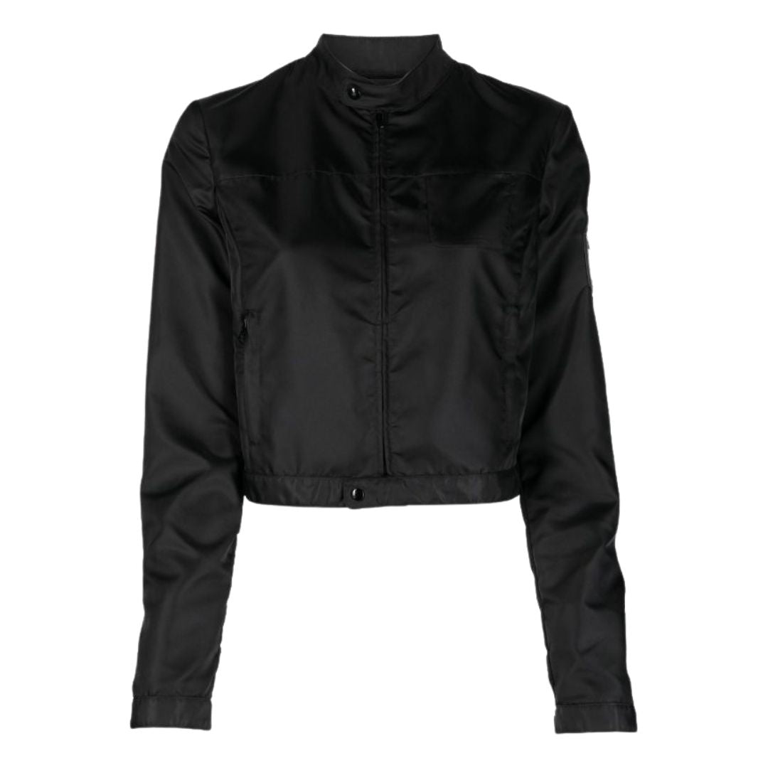MAISON MARGIELA LOGO PATCH CROPPED JACKET BLACK