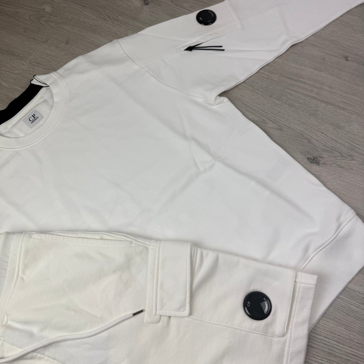 CP Company Raised Fleece Tracksuit - White
