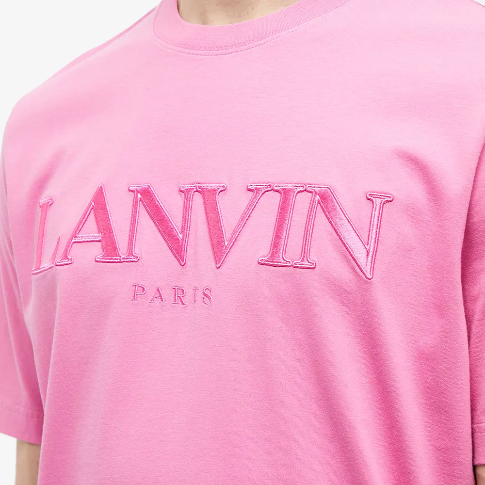 Lanvin Pink Embroidered Logo T-Shirt