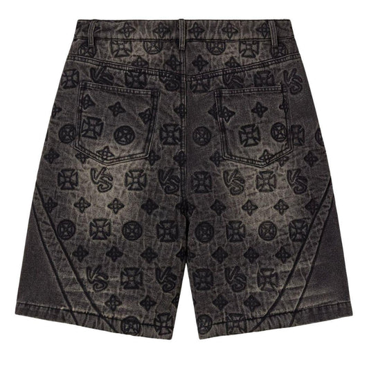 VALE FOREVER SPADE DENIM SHORTS BLACK