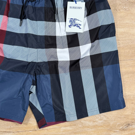 Burberry Check Swim Shorts in Carbon Blue