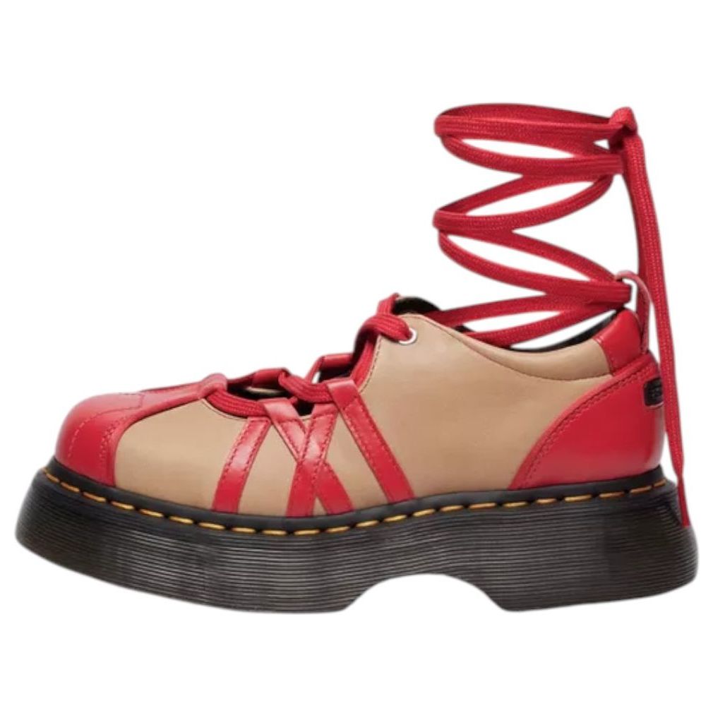 (WMNS) Dr. Martens Buzz Ballerina Leather 'Vibrant Red Vintage Taupe' 41611600