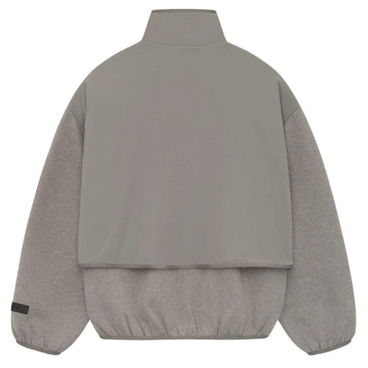 ESSENTIALS FOG NYLON FLEECE QUARTER ZIP HEATHER GREY DUST
