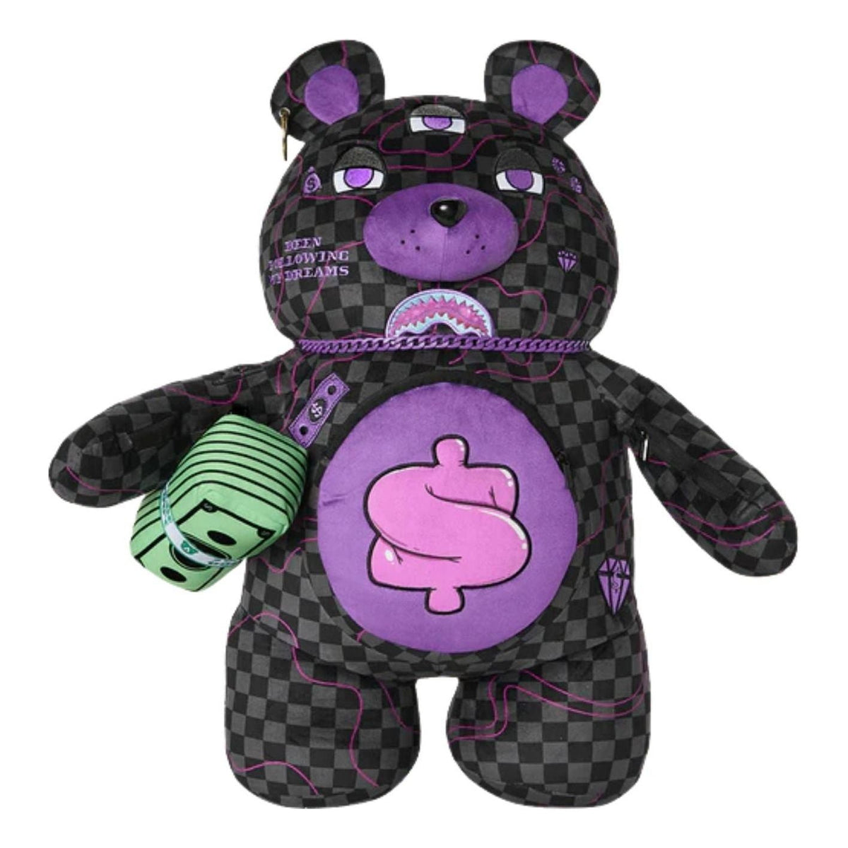 Sprayground Purple Slime Shark Moneybear Backpack 'Black Purple' B8958
