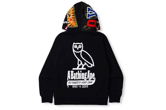 BAPE X OVO REVERSIBLE FULL ZIP HOODIE BLACK