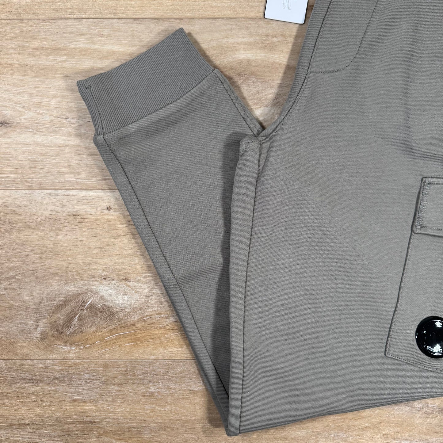 C.P. Company Diagonal Raised Fleece Lens Sweatpants in Fungi Grey