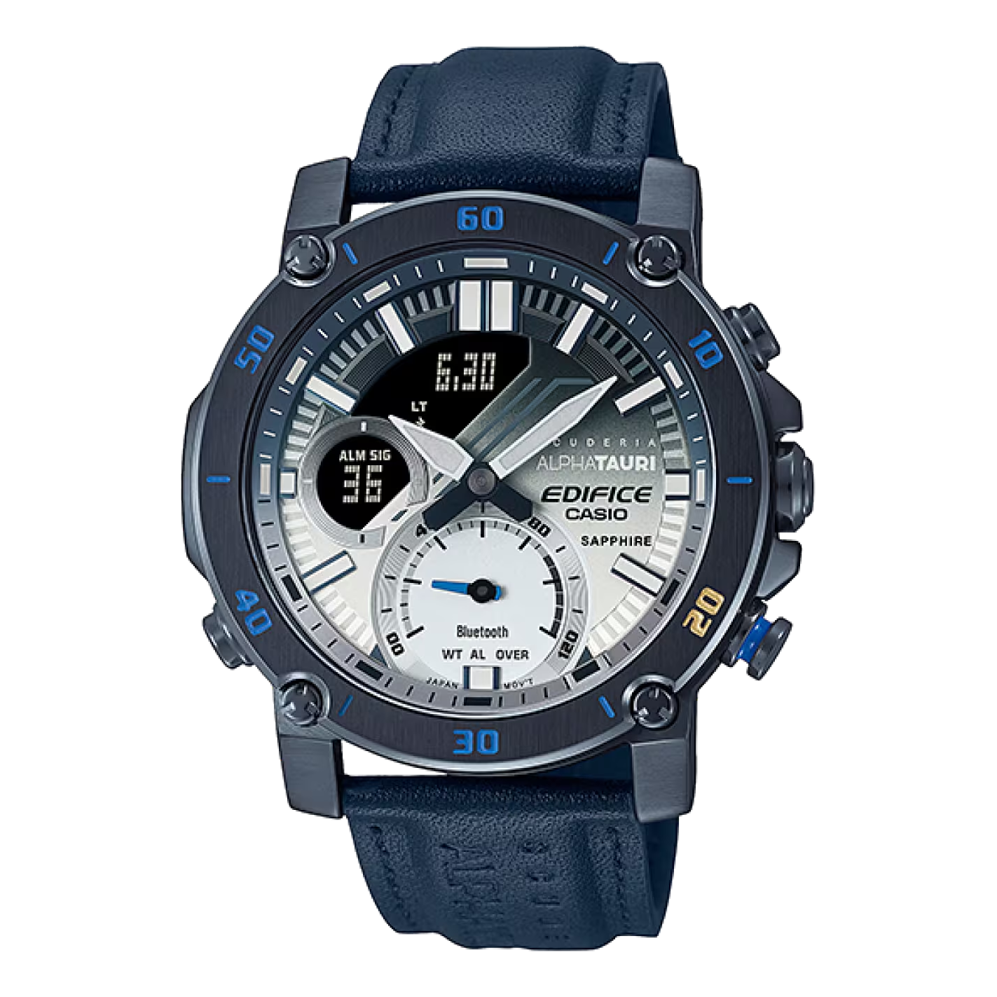 CASIO EDIFICE Waterproof Sports Sapphire Crystal Mens Blue Analog/Digital Combo ECB-20AT-2APR