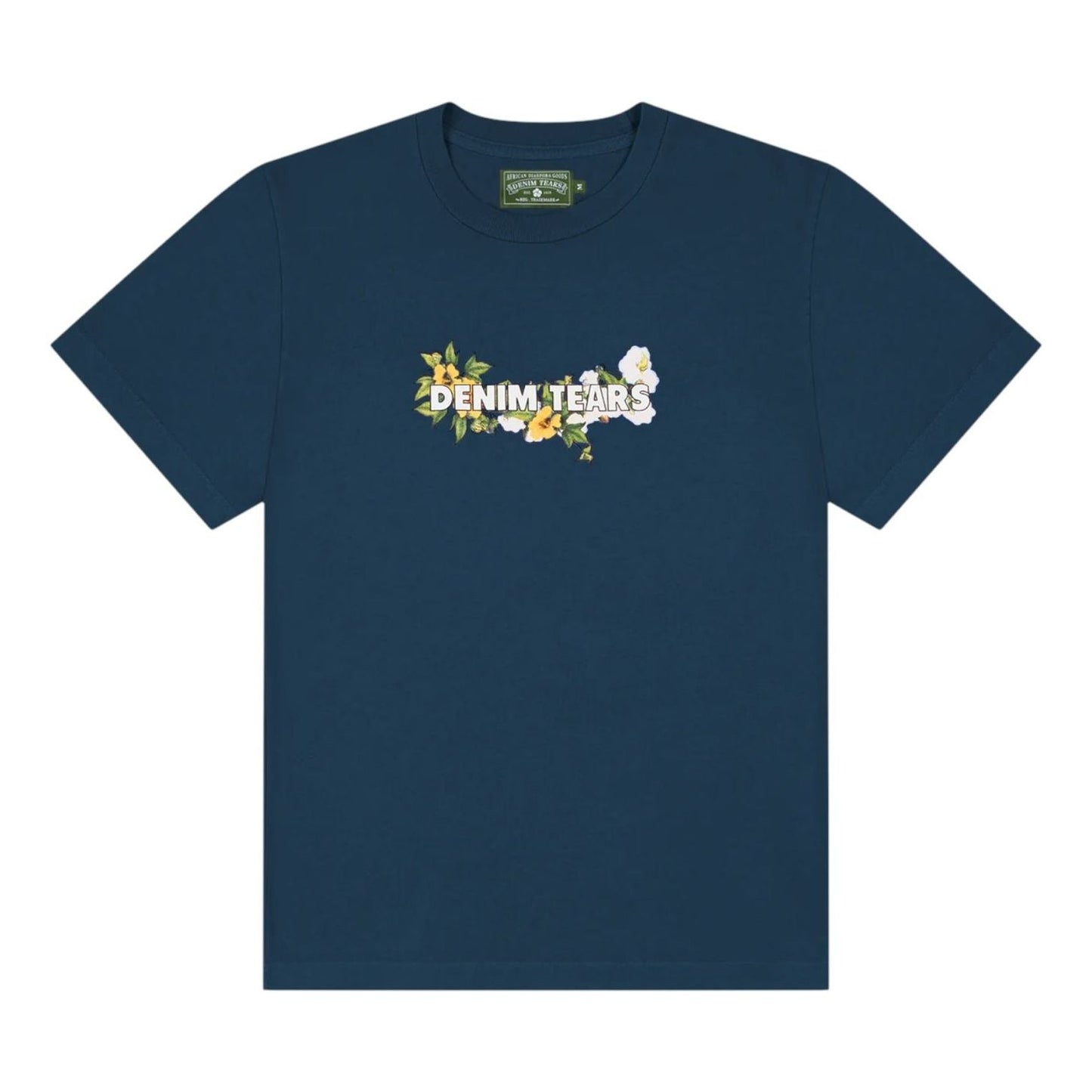 Denim Tears Cotton Floral Logo T-shirt 'Navy' SS25TSL049876