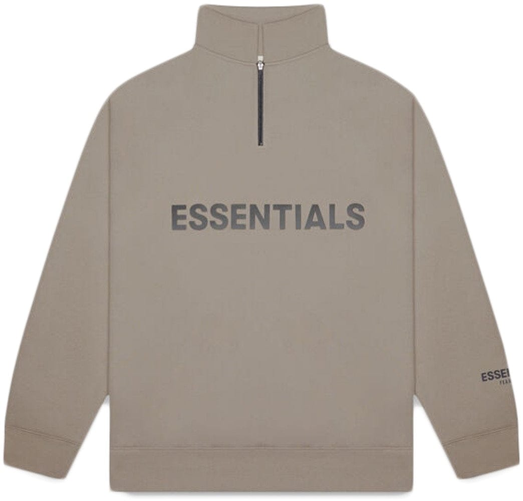 ESSENTIALS FOG TAUPE HOODIE HALF ZIP