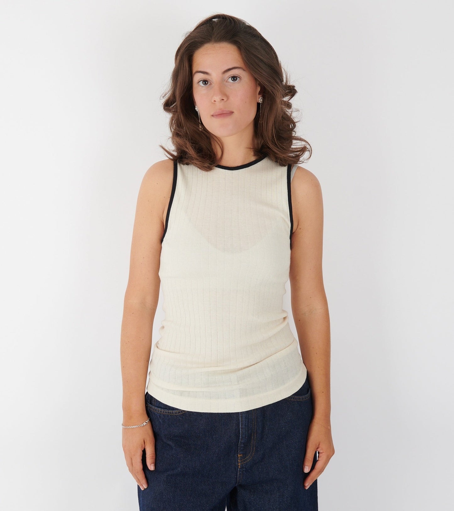 101 Tank Top Kontrast Ecru/Black