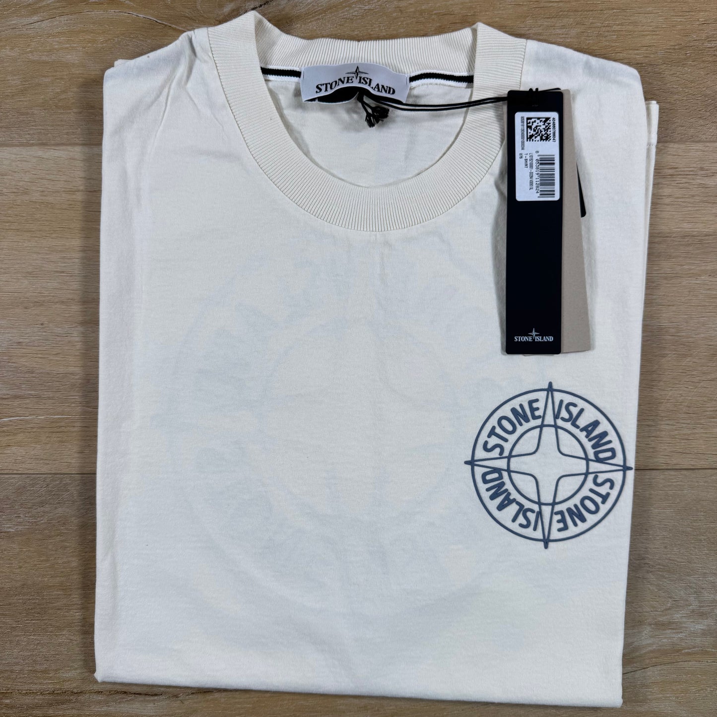 Stone Island Outline Compass Print T-Shirt in Ivory
