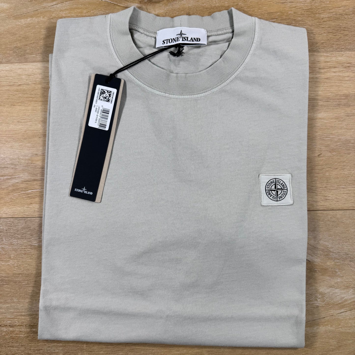 Stone Island Combed Organic Patch Logo T-Shirt in Pearl Grey