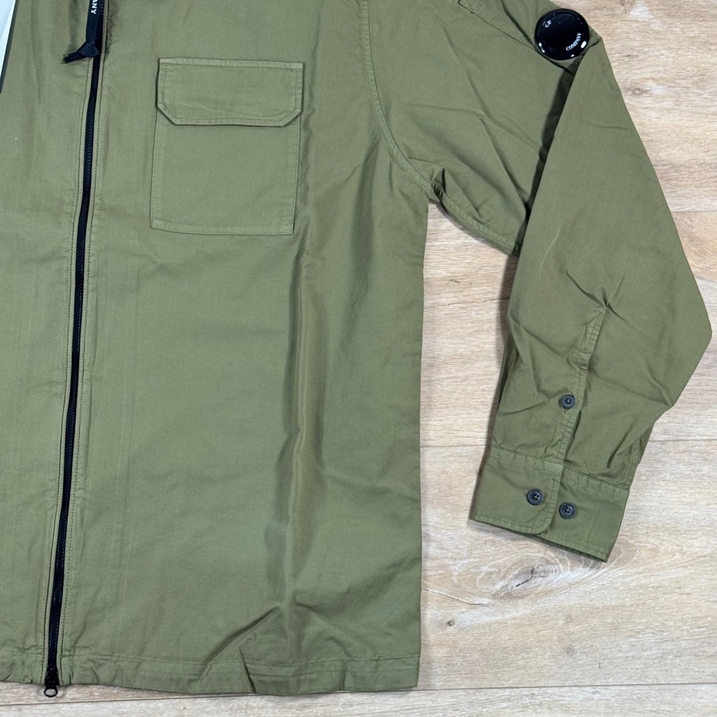 C.P. Company Organic Gabardine Lens Overshirt in Dried Herb - Green