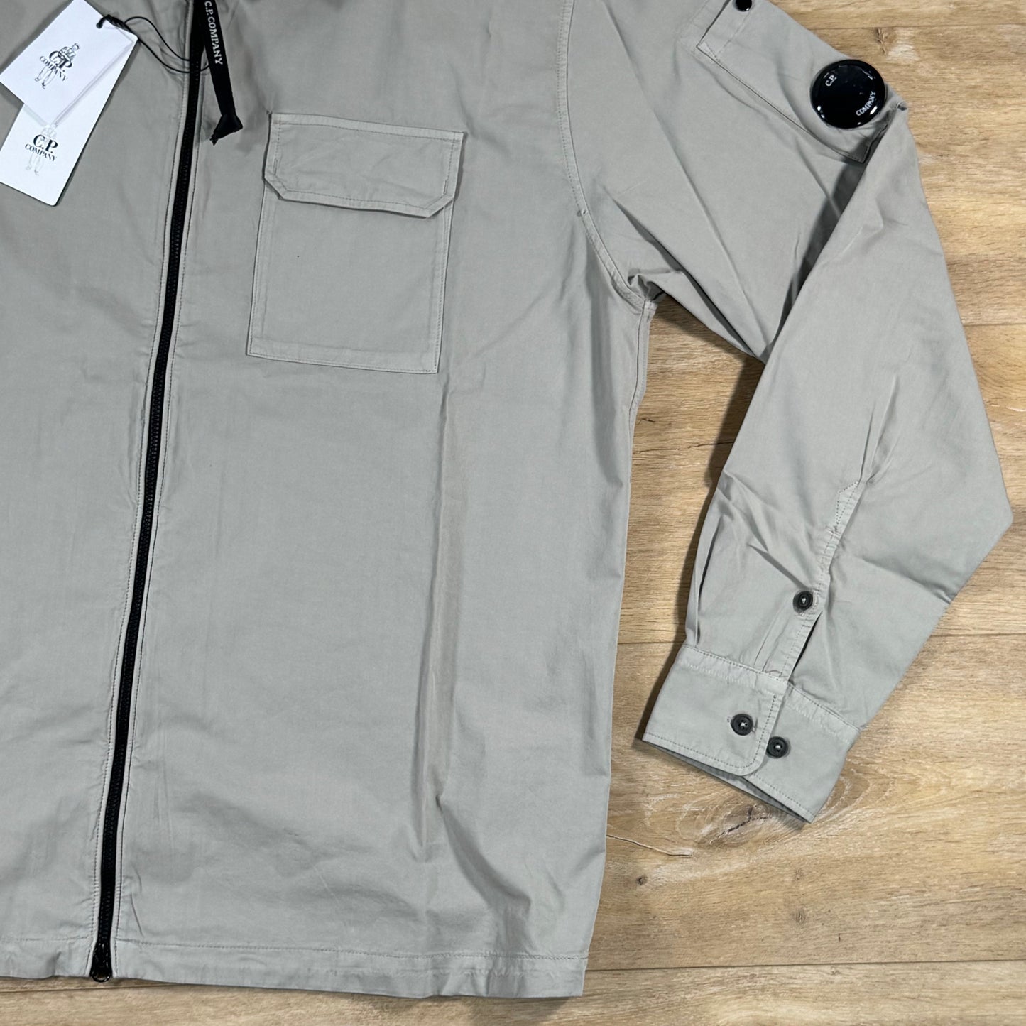 C.P. Company Organic Gabardine Lens Overshirt in Dove