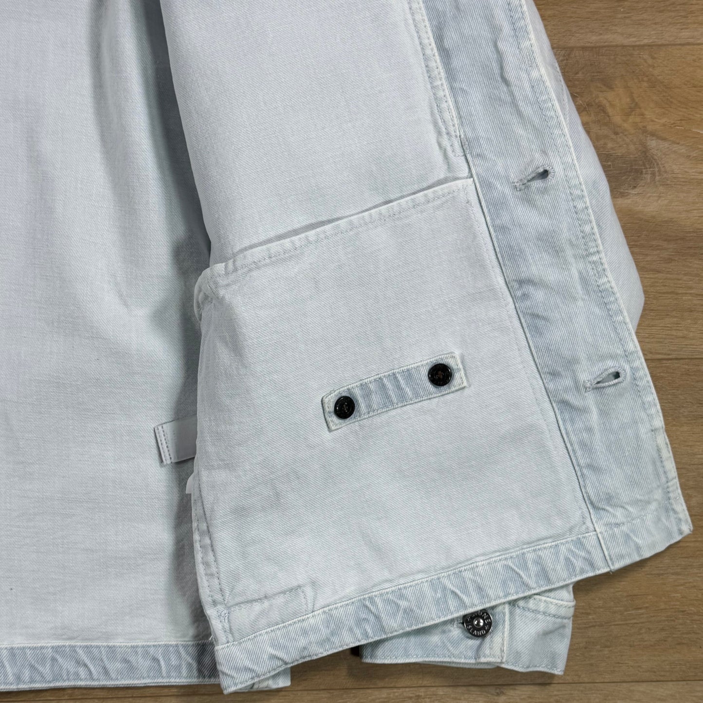 Stone Island Indigo Denim-Ultra Bleached Overshirt in Blue Extra Bleach