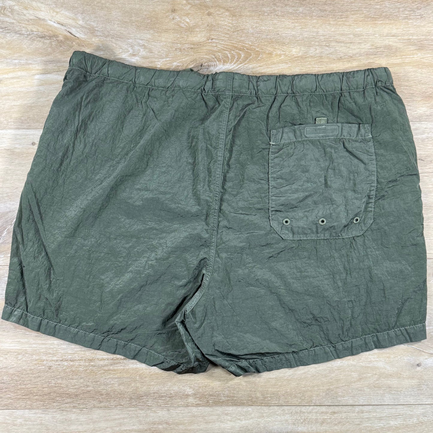 Stone Island Nylon Metal Button Swim Shorts in Military Green