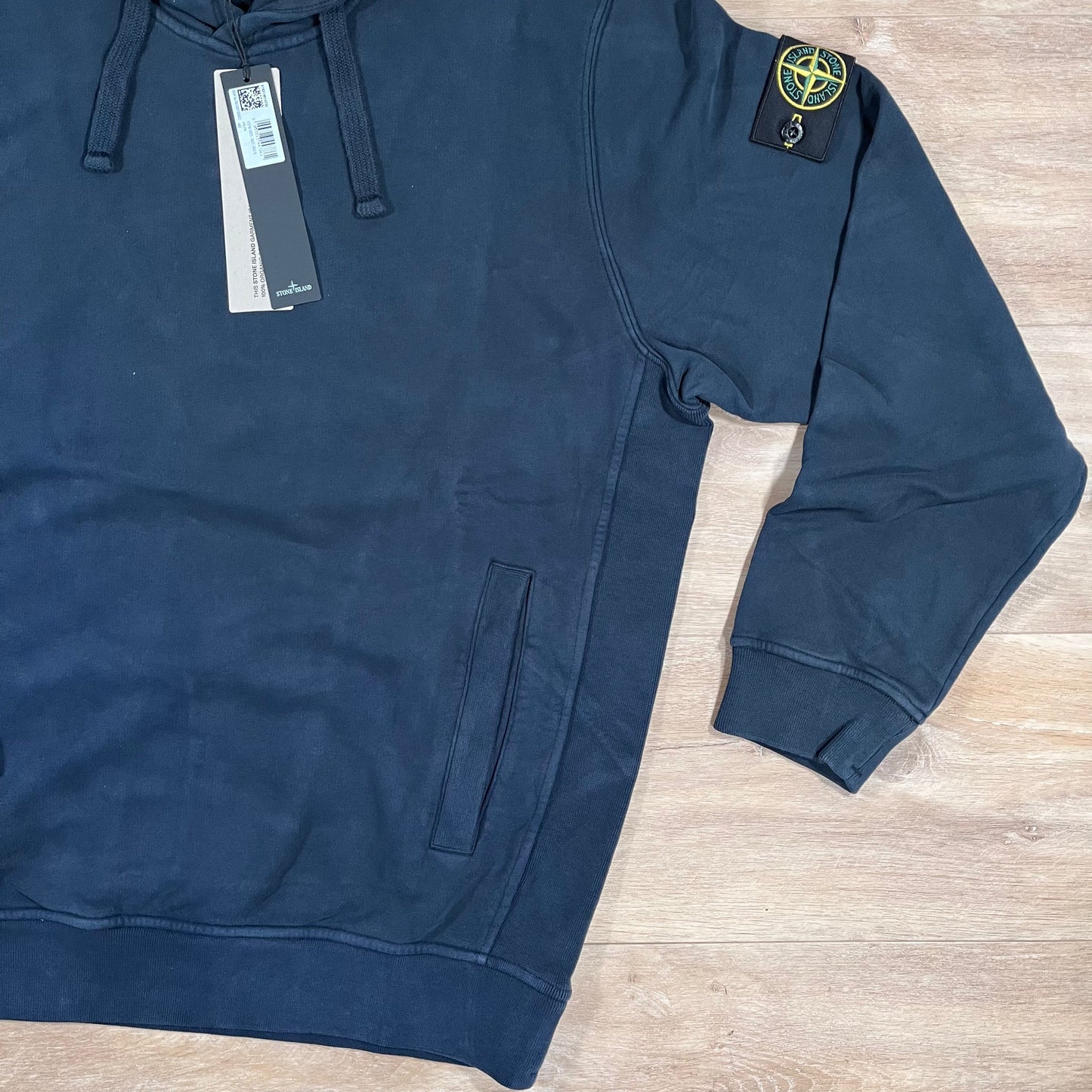 Stone Island Brushed Organic Cotton Fleece Hoodie in Navy