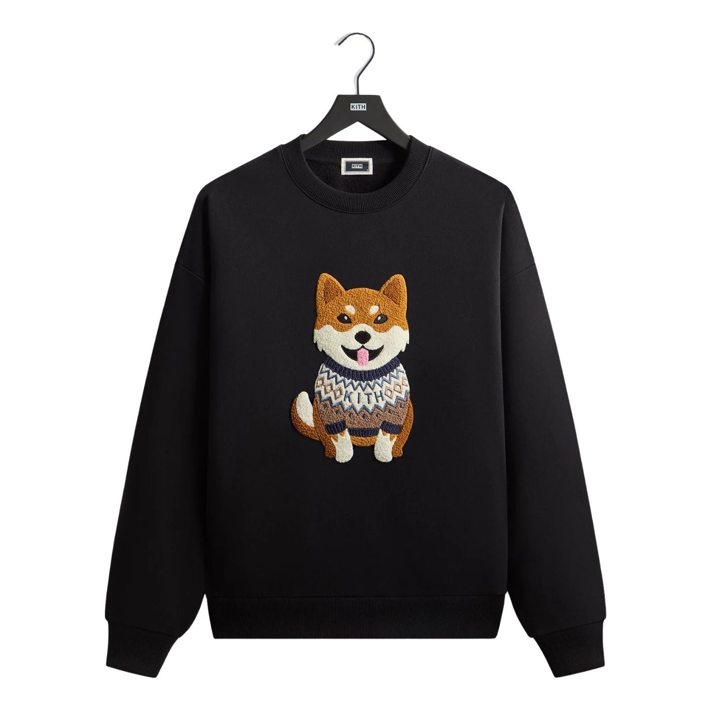 KITH Kithmas 2025 Shiba Nelson Crewneck 'Black' KHM034423-001