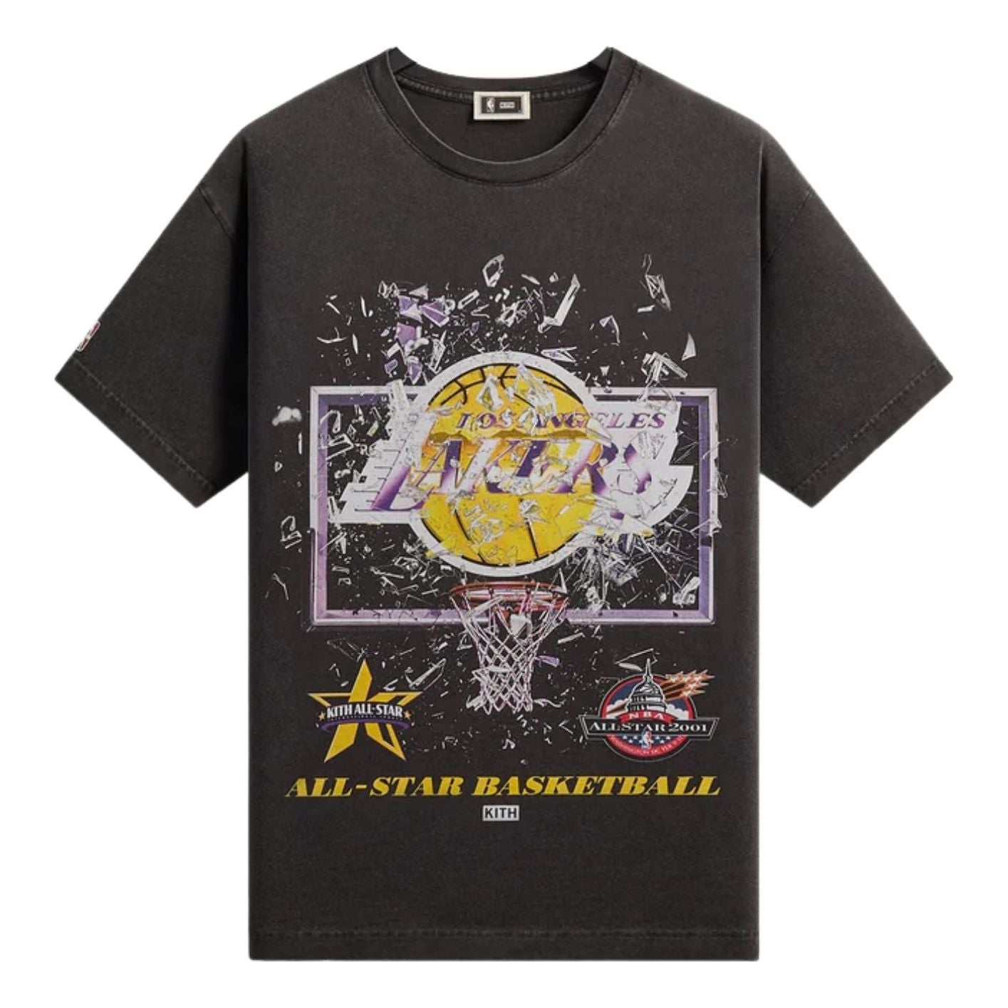 Kith for NBA All-Star Los Angeles Lakers Shattered Backboard Vintage T-Shirt 'Black' KHM034949-001