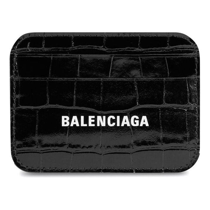 (WMNS) Balenciaga Cash Card Holder Crocodile Embossed 'Black White' 5938121LRR39660