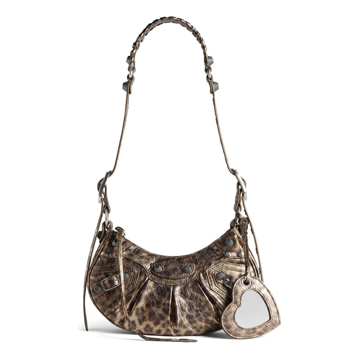 (WMNS) Balenciaga Le Cagole XS Shoulder Bag Metallized With Leopard Print 'Brown' 6713092AAV72529