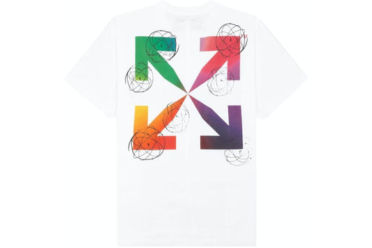 OFF WHITE FUTURE ATOMS WHITE MULTI COLOUR ARROW TEE