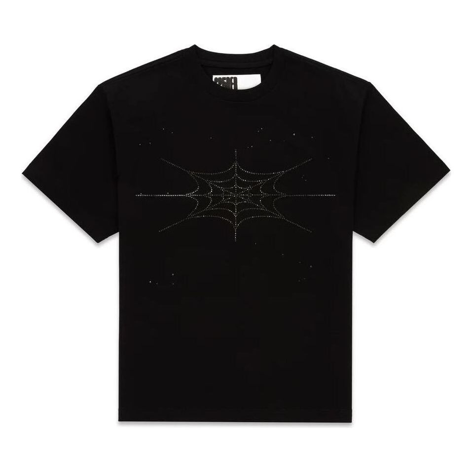 SP5DER Rhinestone Silk T-Shirt 'Black' TE040FW25BLK