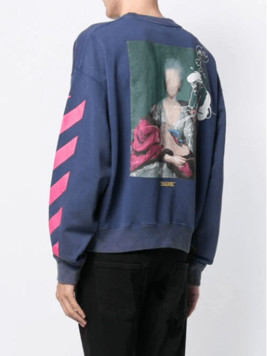 OFF WHITE DIAGONAL DE SILVA OVERSIZED SWEATSHIRT BLUE / PINK