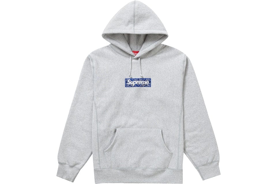 SUPREME BANDANA BOX LOGO HOODIE HEATHER GREY