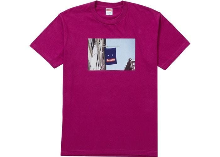 SUPREME BANNER TEE MAGENTA