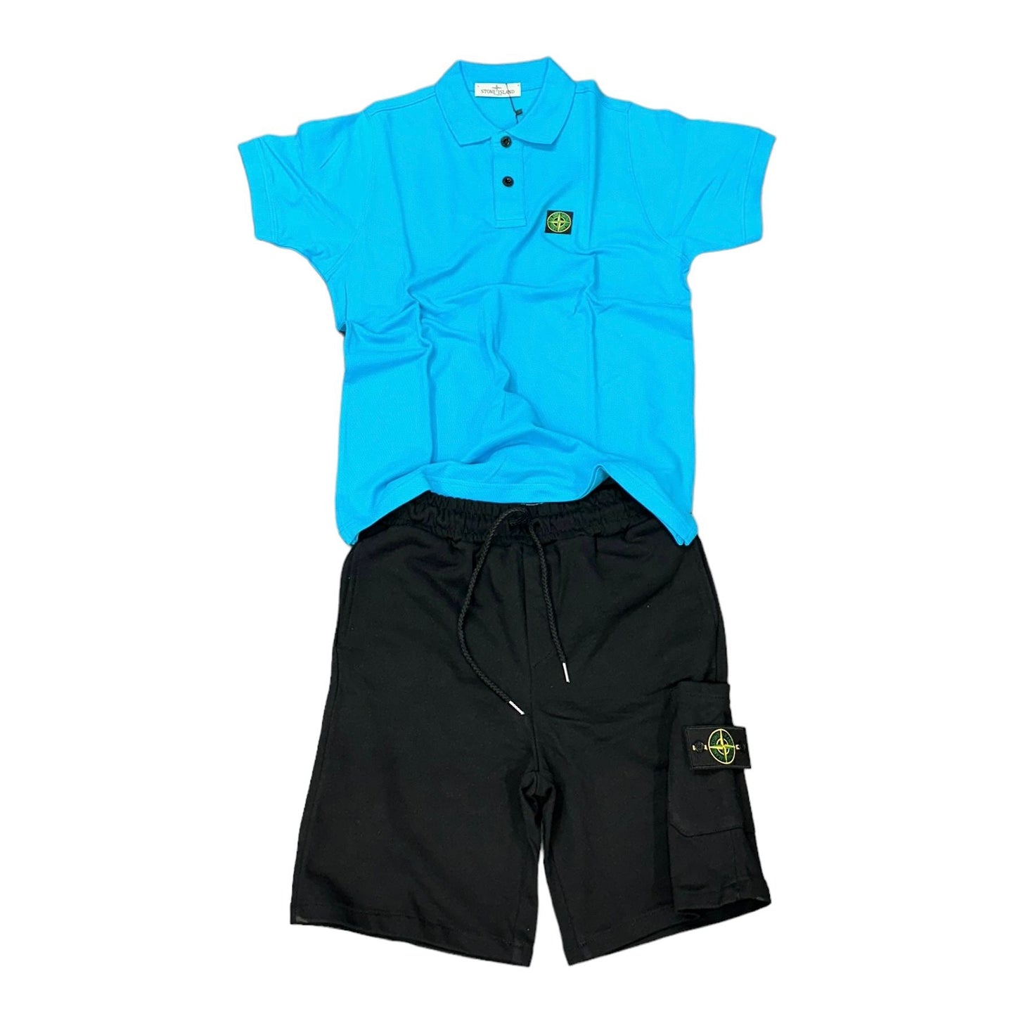 COMPLETO STONE ISLAND MAGLIA TURCHESE + PANTALONE NERO