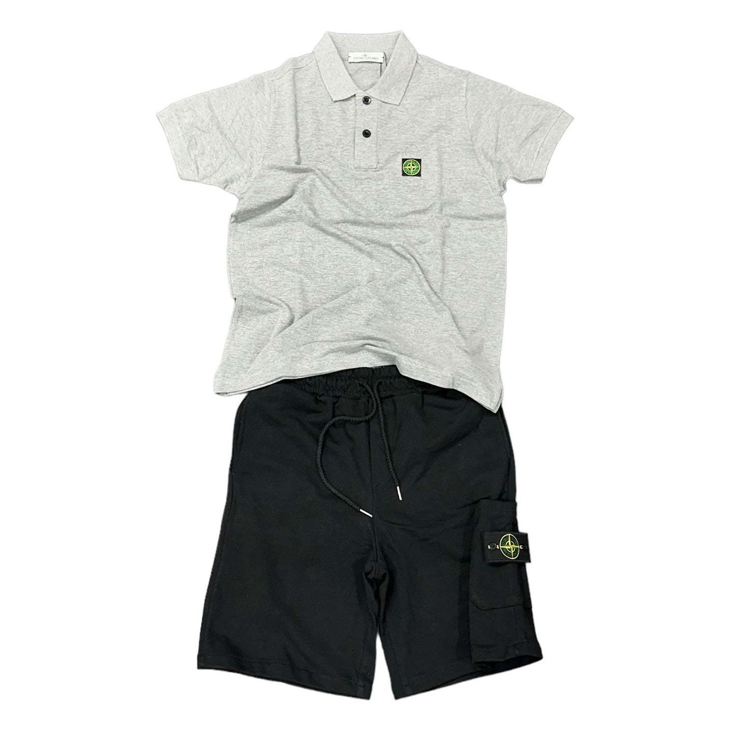 COMPLETO STONE ISLAND MAGLIA GRIGIO + PANTALONE NERO