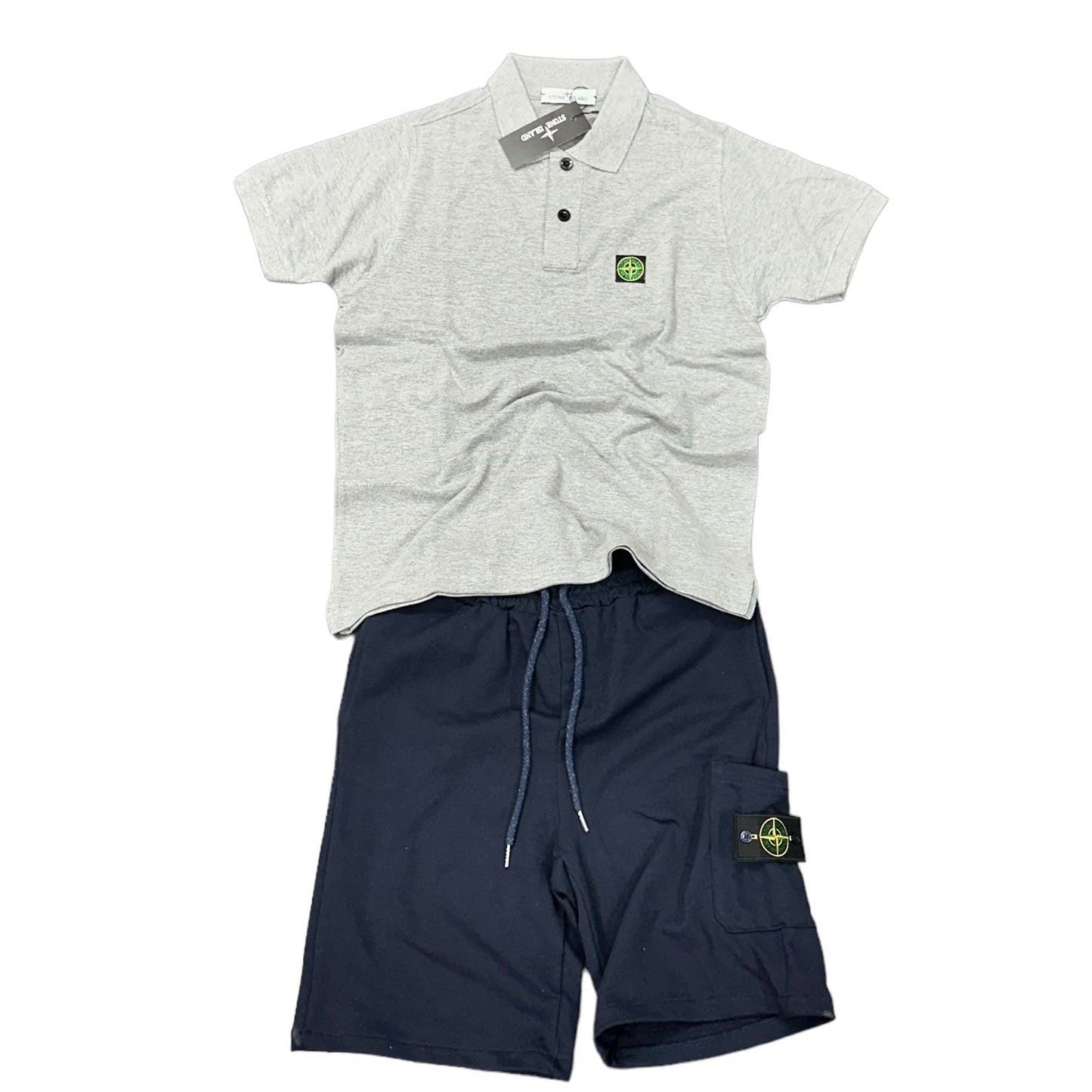 COMPLETO STONE ISLAND MAGLIA BIANCA + PANTALONE NERO