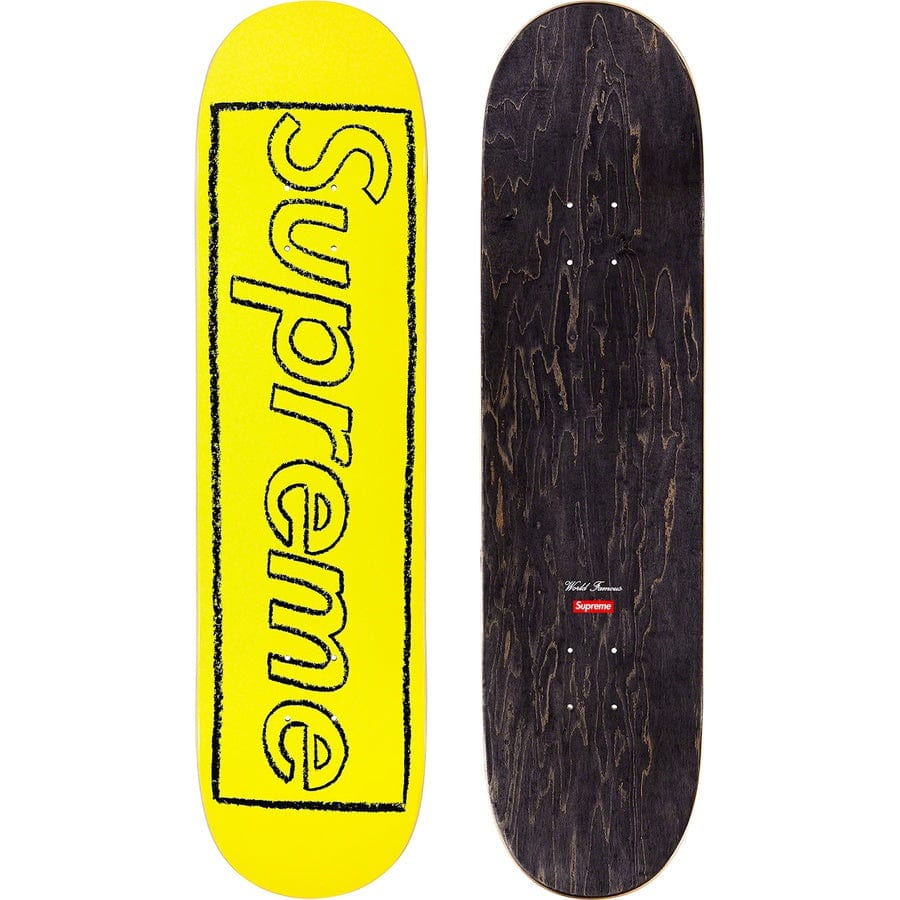 SUPREME KAWS CHALK LOGO SKATEBOARD DECK YELLOW