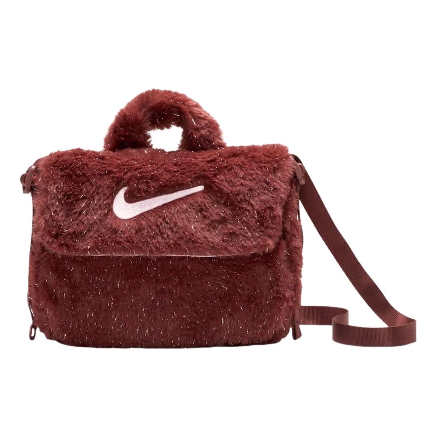 (GS) Nike 1L Faux Fur Crossbody Bag 'Dark Pony Pink Foam' FZ1329-231