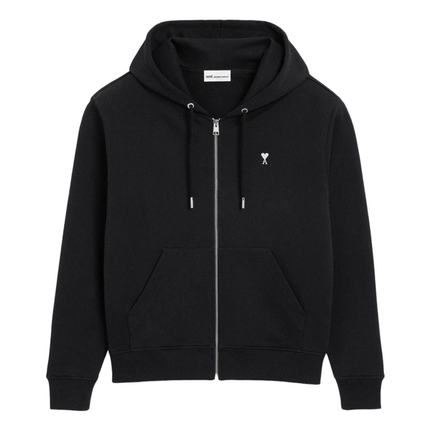 AMI Small Heart Logo Zip Up Hoodie 'Black' HSW765-730-045