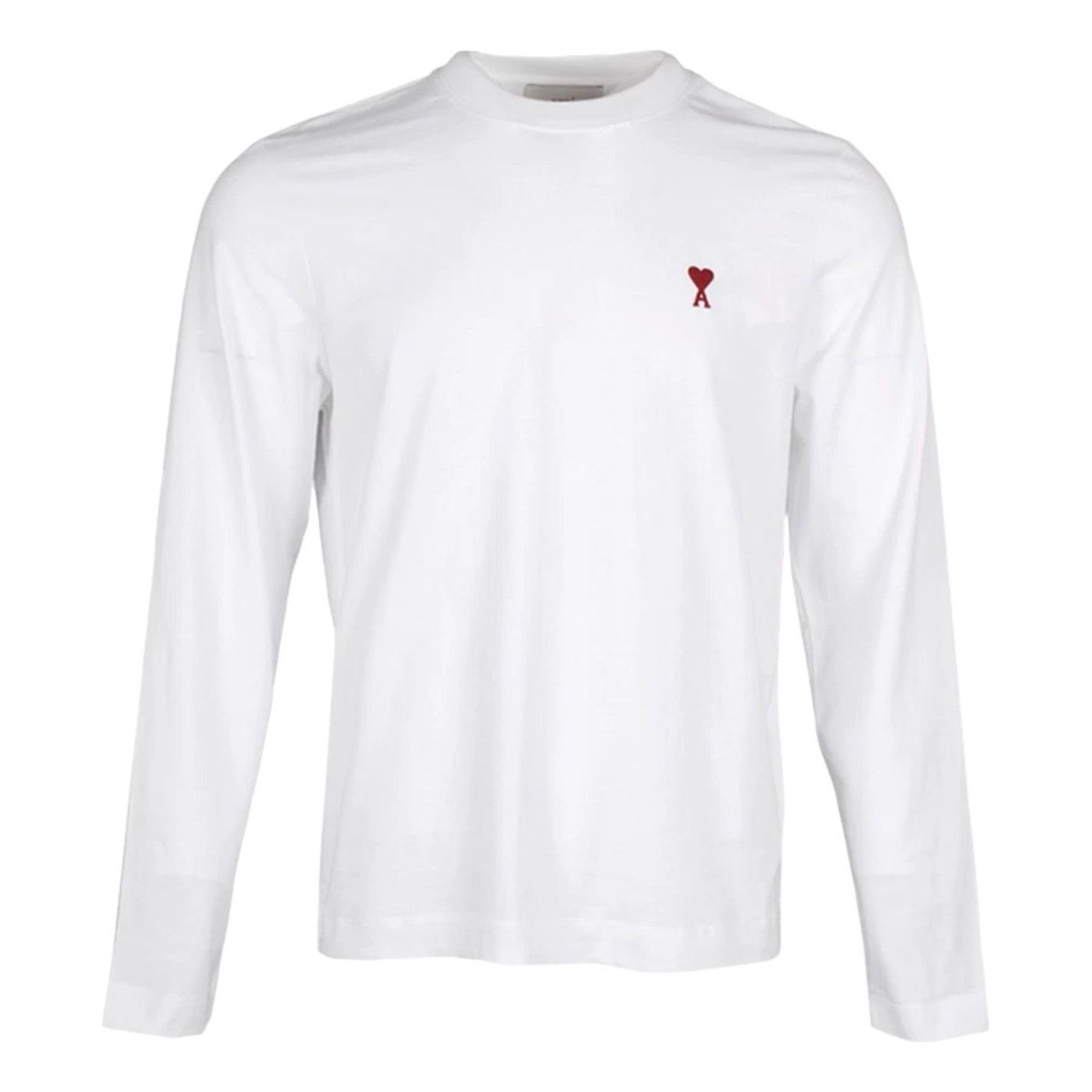 AMI Small Heart Logo Long Sleeve T-shirt 'White' BFUTS235-724-100