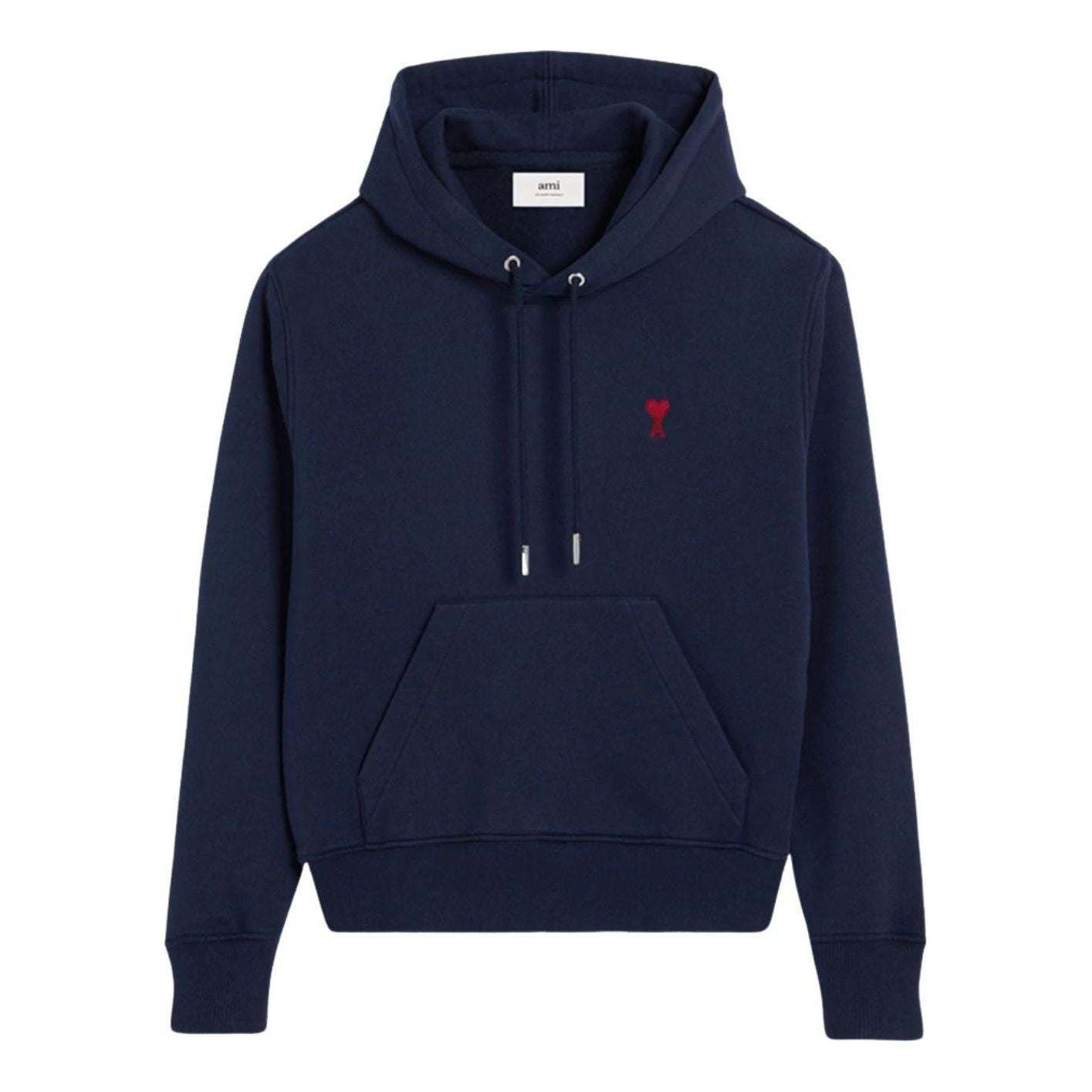 AMI Small Heart Logo Loop Bag Hoodie 'Night Blue' BFUSW235-730-430