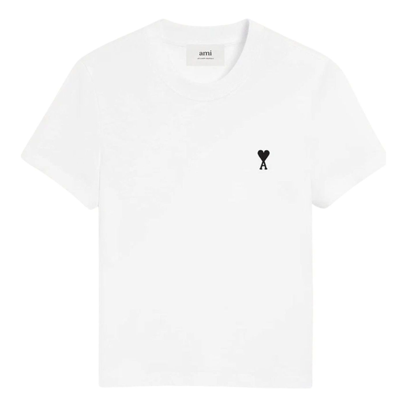 (WMNS) AMI Small Heart Logo T-shirt 'White Black' FTS347-724-100