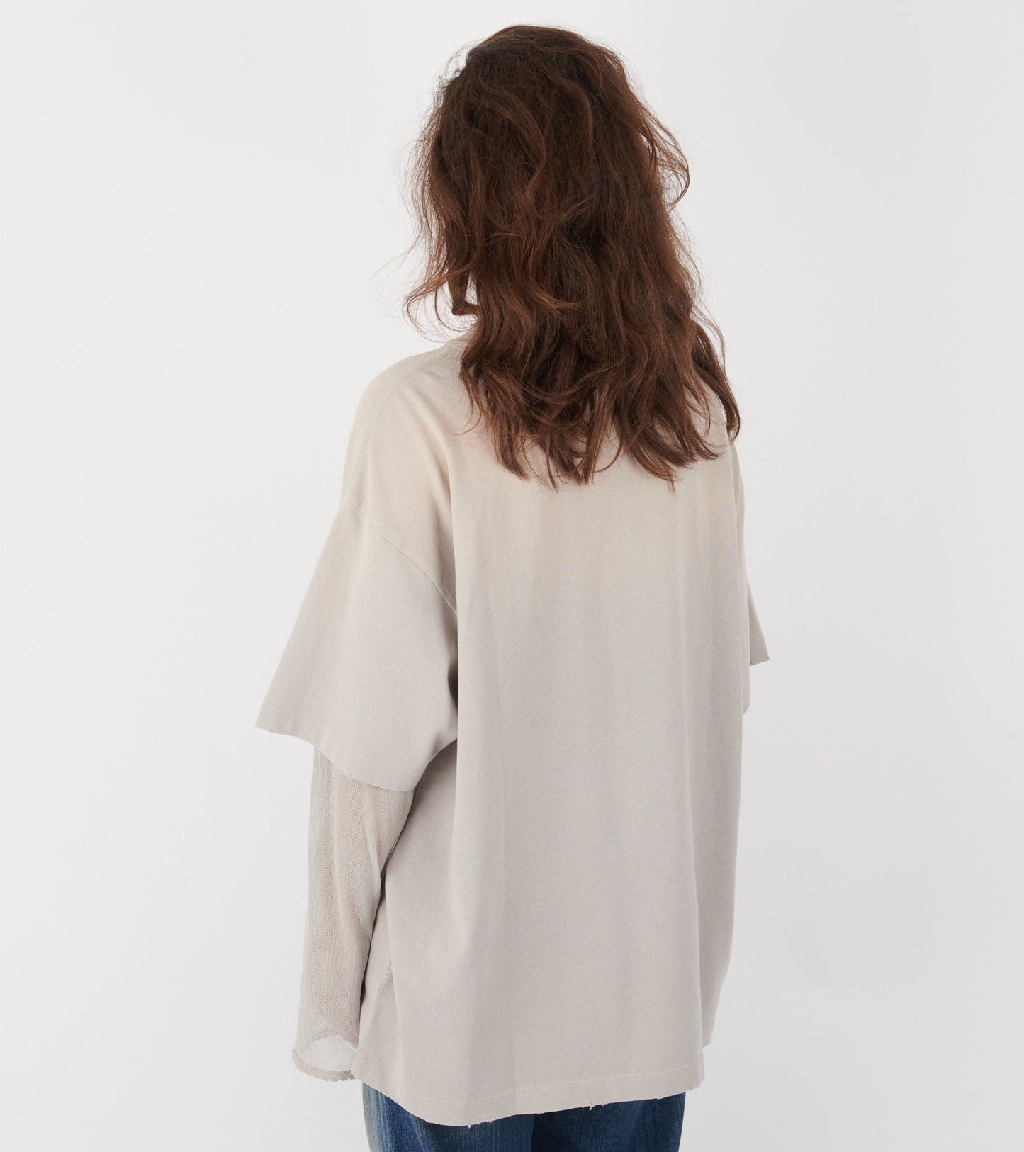 Layered Print T-shirt Light Grey