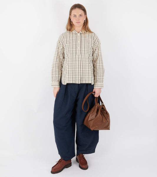 Micro Houndstooth Wide Leg Trousers Steel Blue
