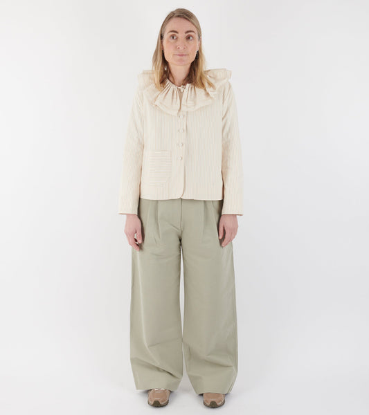 Japanese Mugwasher Stripes Cotton Rowan Jacket Apricot Stripe