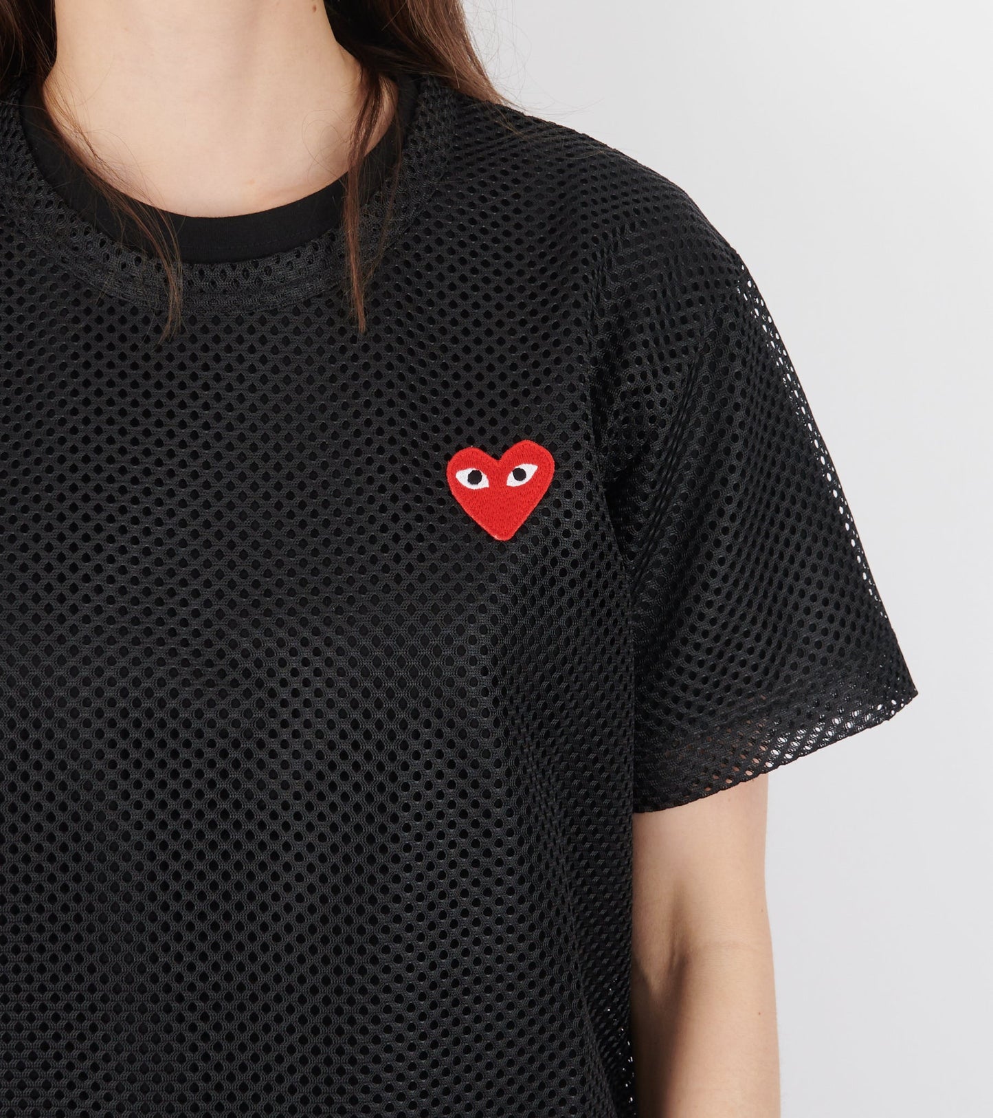U Red Heart Mesh T-shirt Black
